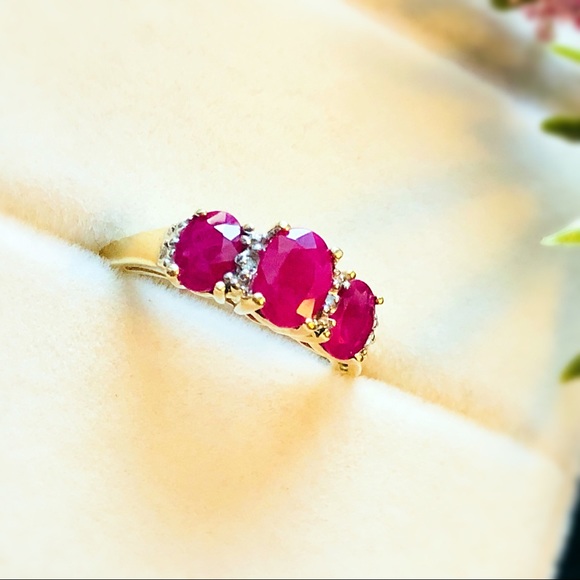 Jewelry - 10K Gold Ruby And Diamond Ring